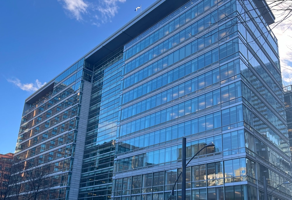 Exterior of the Caisse de Dépôt Complex highlighting the rows of windows.