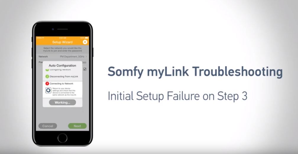 myLink Troubleshooting Network Failure on Step 3